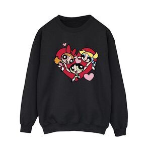 The Powerpuff Girls Womens/Ladies Holding Hands Heart Sweatshirt / Black